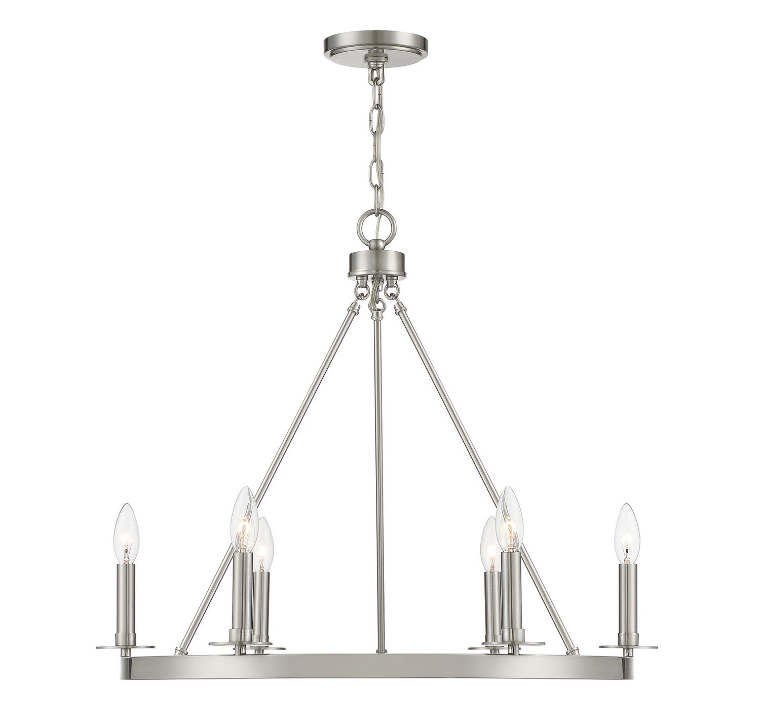 Meridian M10093BN Six Light Chandelier in Brushed Nickel