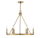Meridian M10093NB Six Light Chandelier in Natural Brass