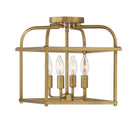 Meridian M60061NB Four Light Semi-Flush Mount in Natural Brass