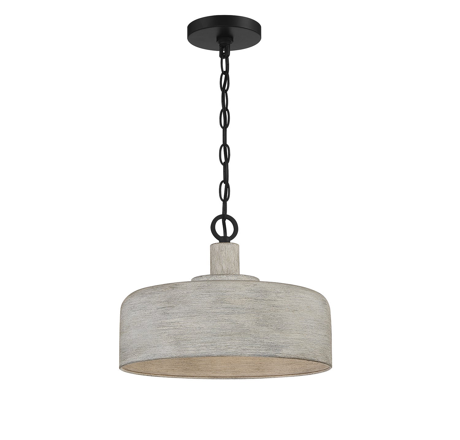 Meridian M70103WGBK One Light Pendant in Weathered Gray with Black