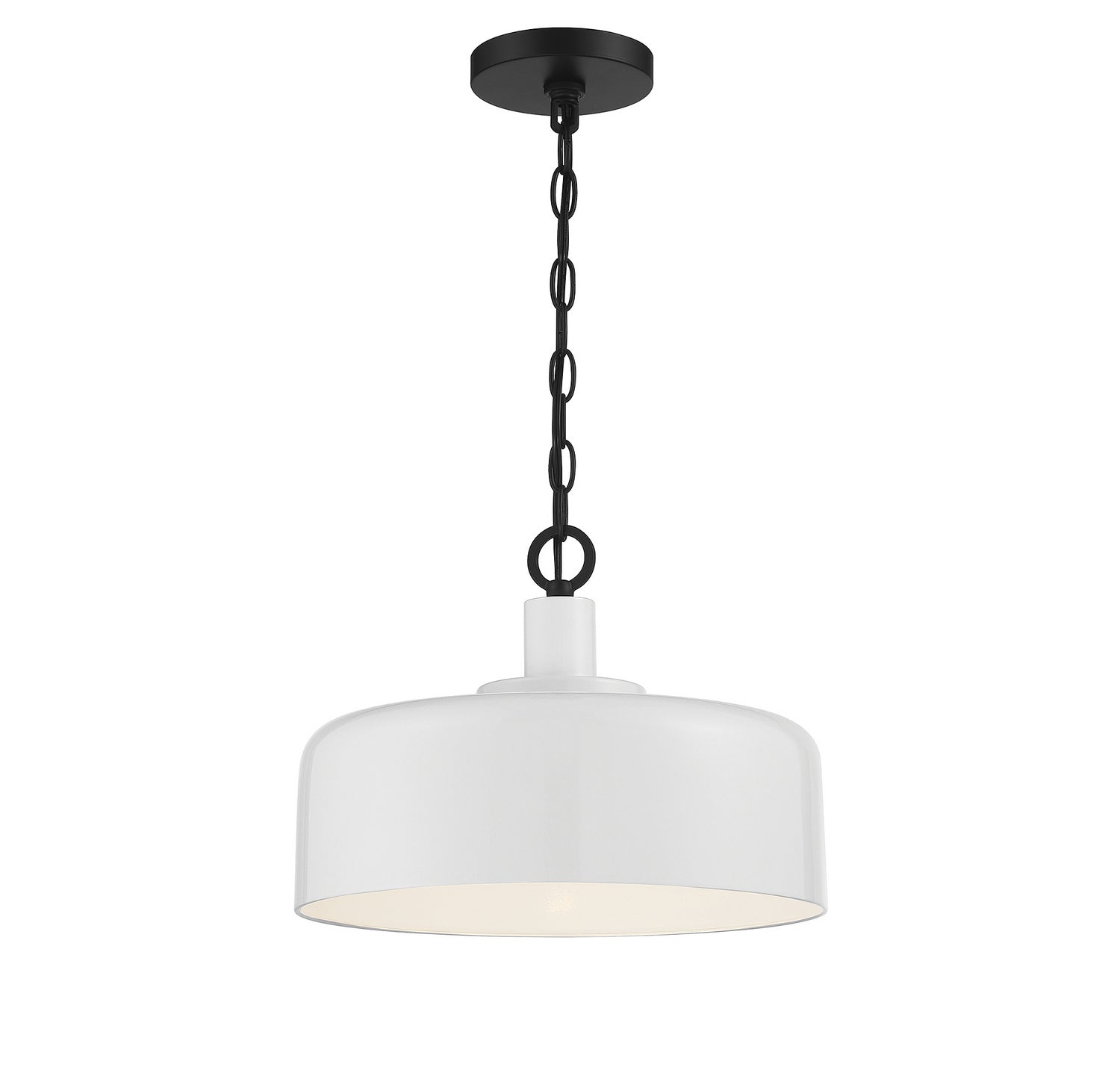 Meridian M70103WHBK One Light Pendant in White with Black