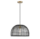Meridian M70105BRNB One Light Pendant in Black with Natural Brass Accents