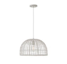 Meridian M70105WR One Light Pendant in White Rattan with a White Socket