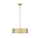 Meridian M70108NB Three Light Pendant in Natural Brass