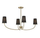 Meridian M100104NB Four Light Chandelier in Natural Brass