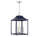 Meridian M30009NBLPN Four Light Pendant in Navy Blue with Polished Nickel