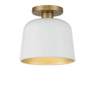 Meridian M60067WHNB One Light Flush Mount in White with Natural Brass
