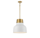 Meridian M70115WHNB One Light Pendant in White with Natural Brass