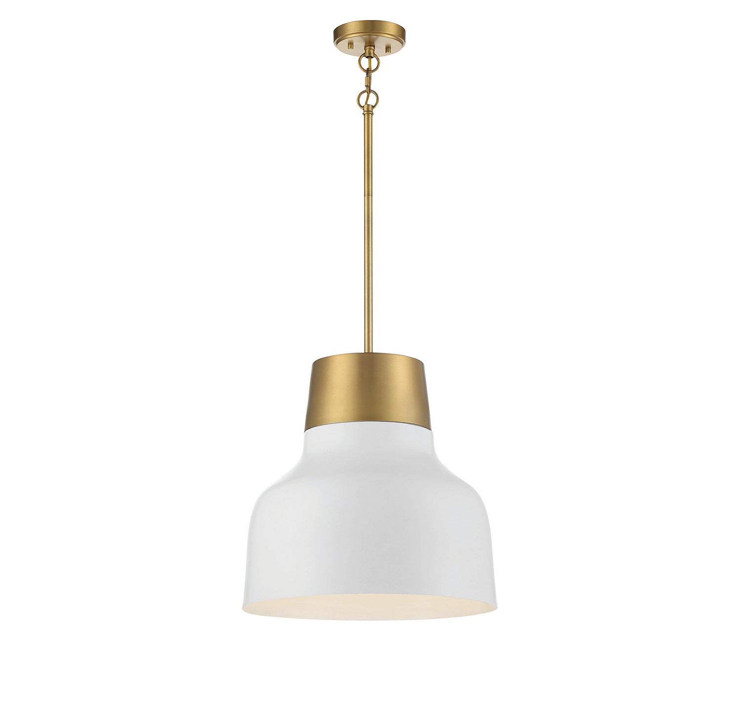Meridian M70115WHNB One Light Pendant in White with Natural Brass