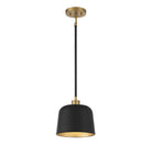 Meridian M70118MBKNB One Light Pendant in Matte Black with Natural Brass
