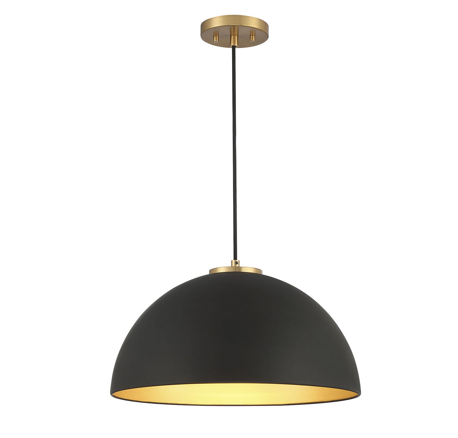 Meridian M7024MBKNB One Light Pendant in Matte Black with Natural Brass