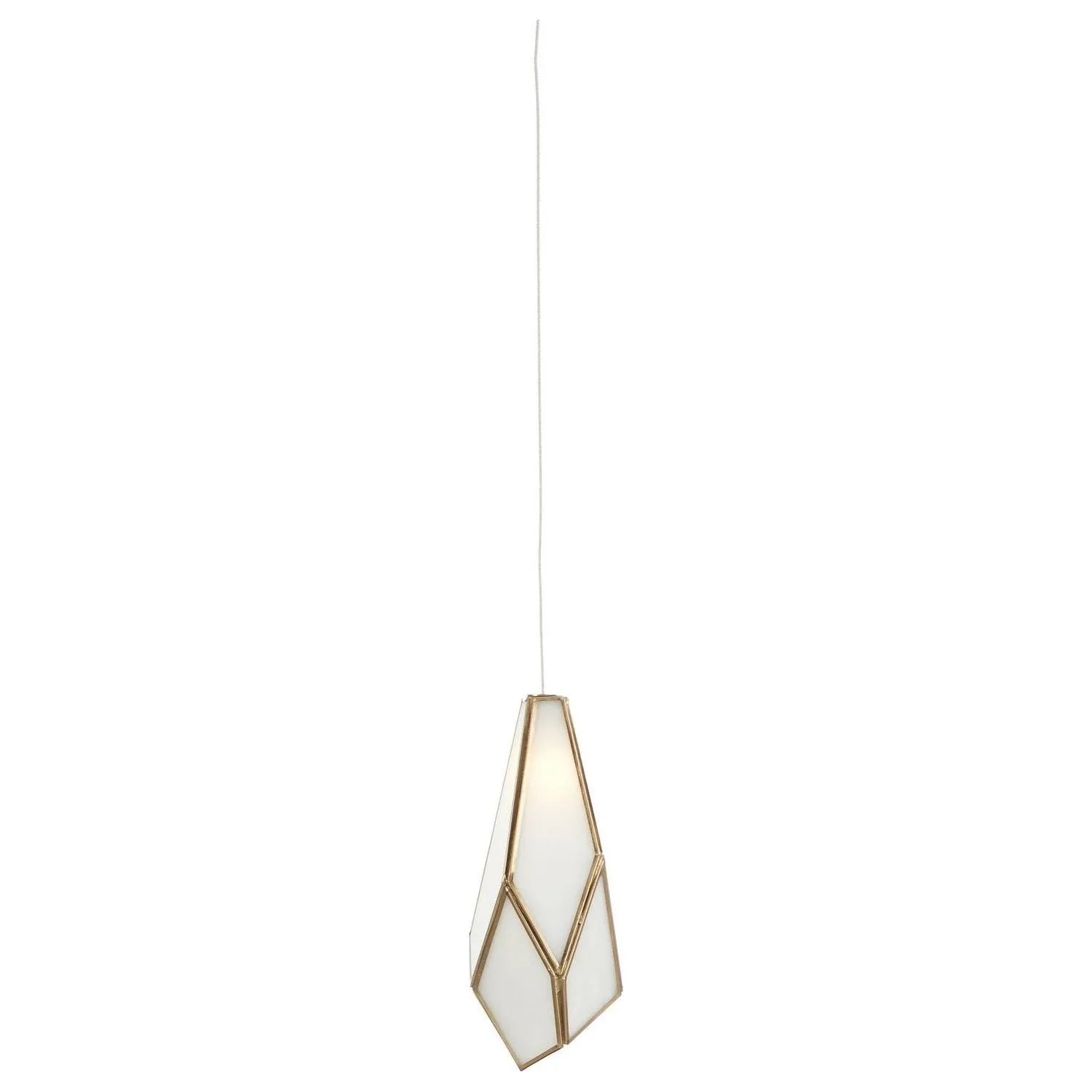 Currey and Company - 9000-1033 - One Light Pendant - Glace - White/Antique Brass