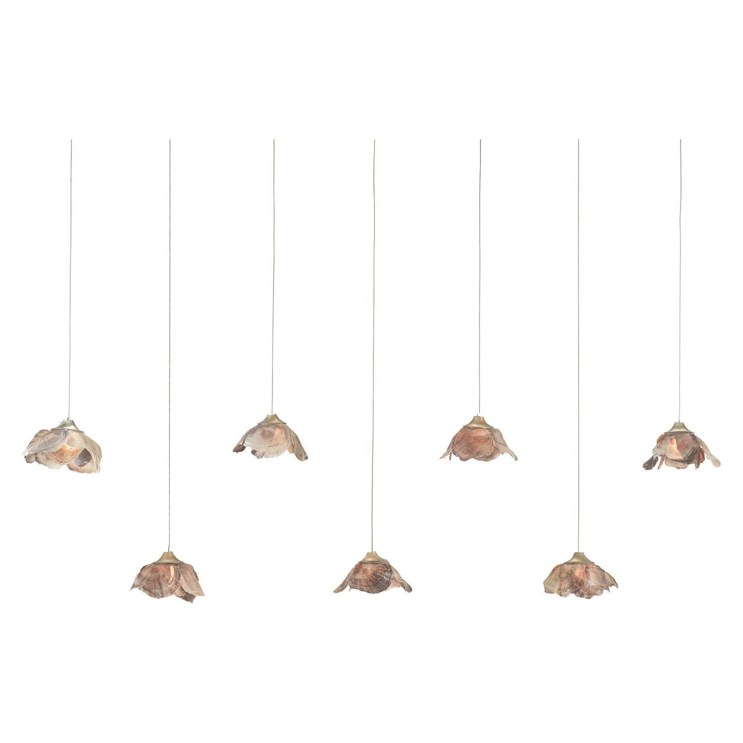Currey and Company - 9000-1055 - Seven Light Pendant - Catrice - Natural Shell/Contemporary Silver Leaf