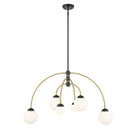 Meridian M100114MBKNB Six Light Chandelier in Matte Black with Natural Brass