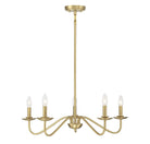 Meridian M100120NB Five Light Chandelier in Natural Brass