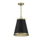 Meridian M7014MBKNB One Light Pendant in Matte Black with Natural Brass