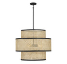 Meridian M7016MBK Three Light Pendant in Natural Cane with Matte Black