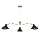 Meridian M7019MBKNB Three Light Pendant in Matte Black with Natural Brass