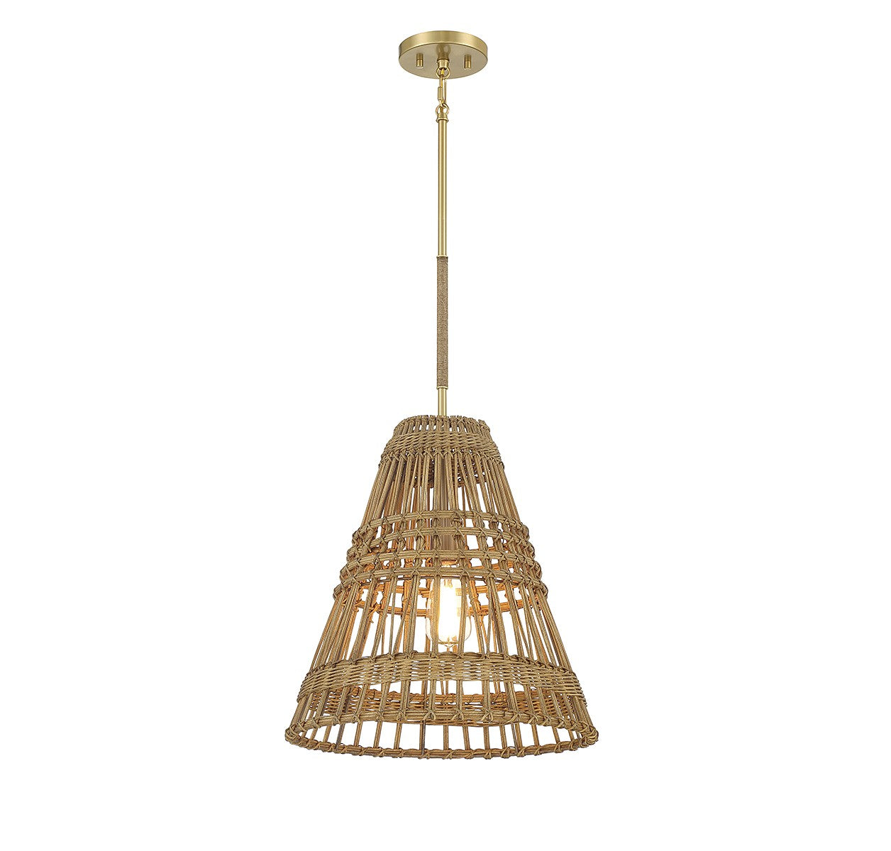 Meridian M7035NRNB One Light Pendant in Natural Brass