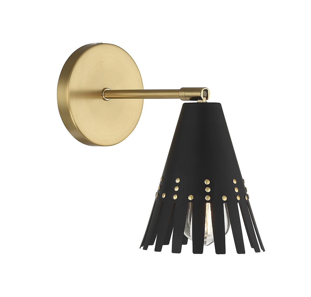 Meridian M90103MBKNB One Light Wall Sconce in Matte Black and Natural Brass