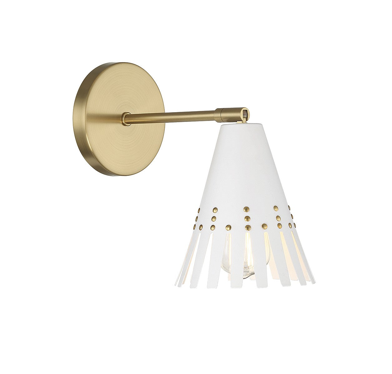 Meridian M90103WHNB One Light Wall Sconce in White and Natural Brass