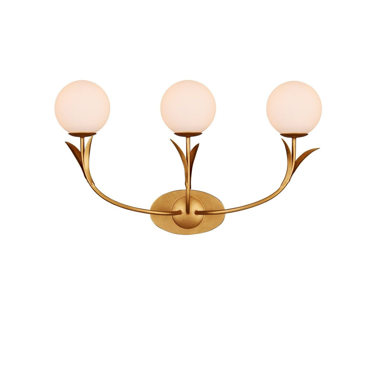 Currey and Company - 5000-0261 - Three Light Wall Sconce - Rossville Collection - Contemporary Gold Leaf/Sugar White/Frosted White