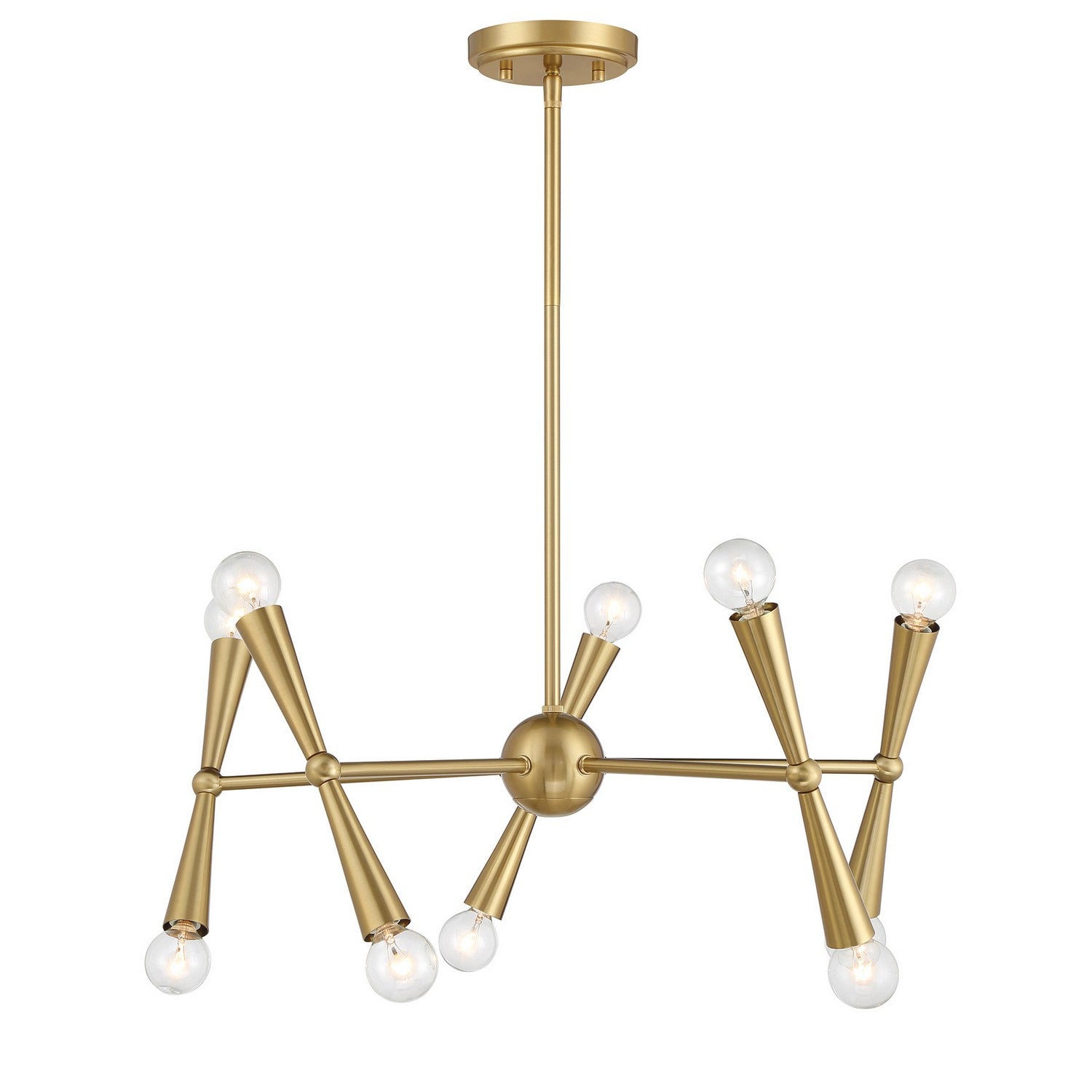 Meridian M100128NB Ten Light Chandelier in Natural Brass