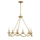 Meridian M100137NB Six Light Chandelier in Natural Brass