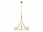 Meridian M100141NB Four Light Chandelier in Natural Brass
