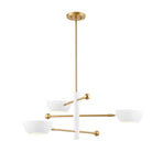 Meridian M100143WHNB Three Light Chandelier in White and Natural Brass