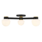 Meridian M60079MBKNB Three Light Semi Flush Mount in Matte Black and Natural Brass