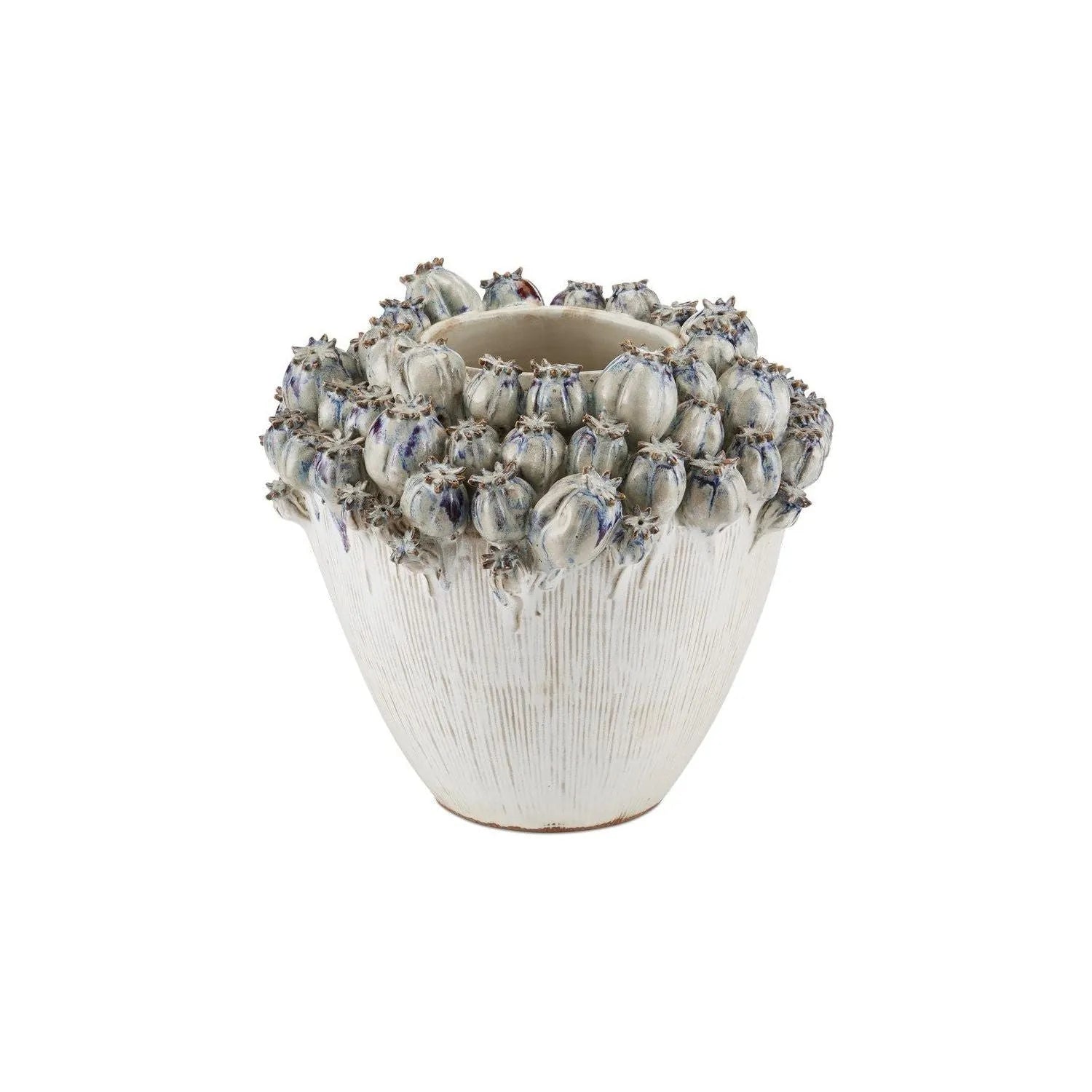 Currey and Company - 1200-0966 - Vase - Poppy Pod Crown - Ivory / Reactive Blue & Purple