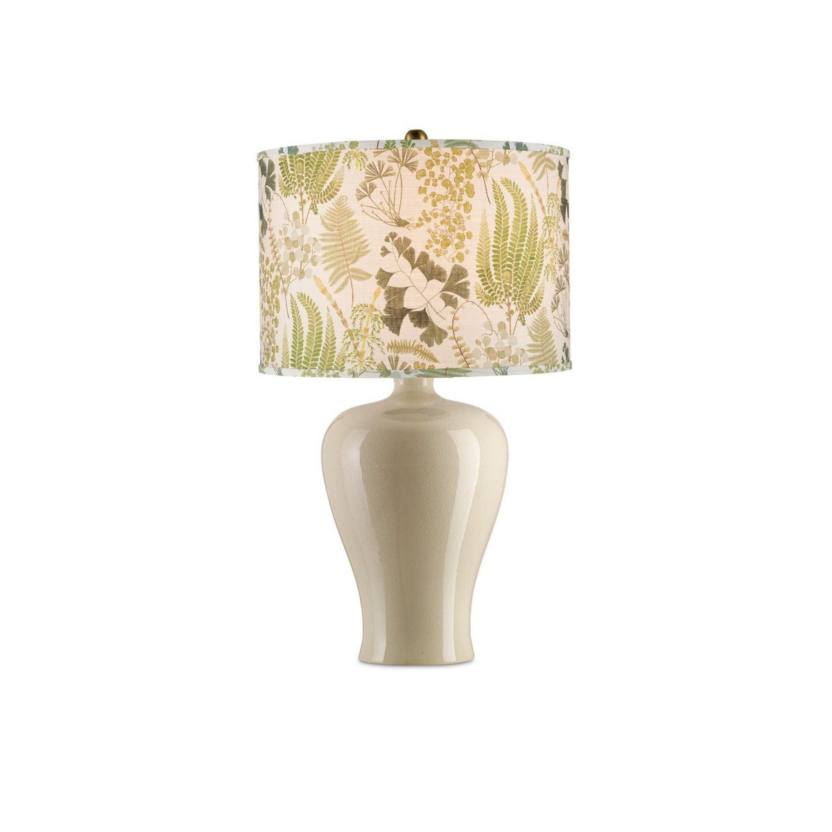 Currey and Company 0900-6009 Theodora Drum Lamp Shade in Green/Ivory