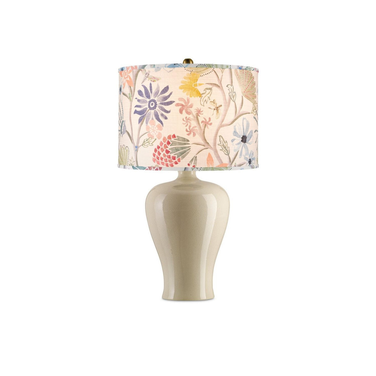 Currey and Company 0900-6010 Madeline Drum Lamp Shade in Ivory/Blue/Green/Yellow/Magenta