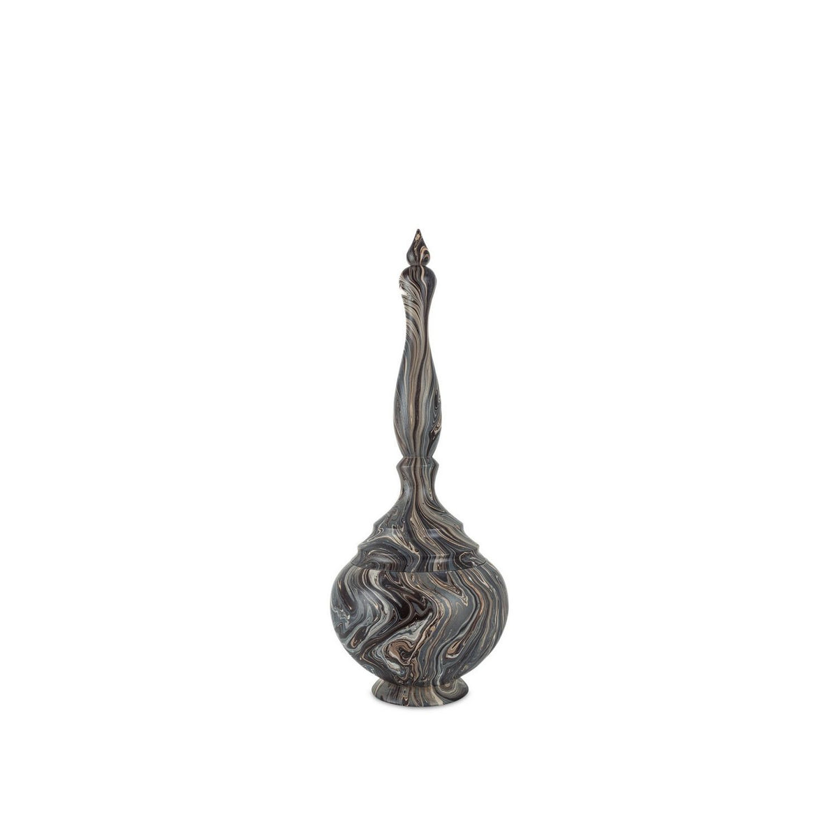 Currey and Company 1200-1051 Marbleized Turret Box in Marbleized Brown
