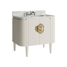Currey and Company 3800-0016 Briallen 36" Vanity with Oval Undermount Sink in Cerused White/Natural/White/Polished Brass