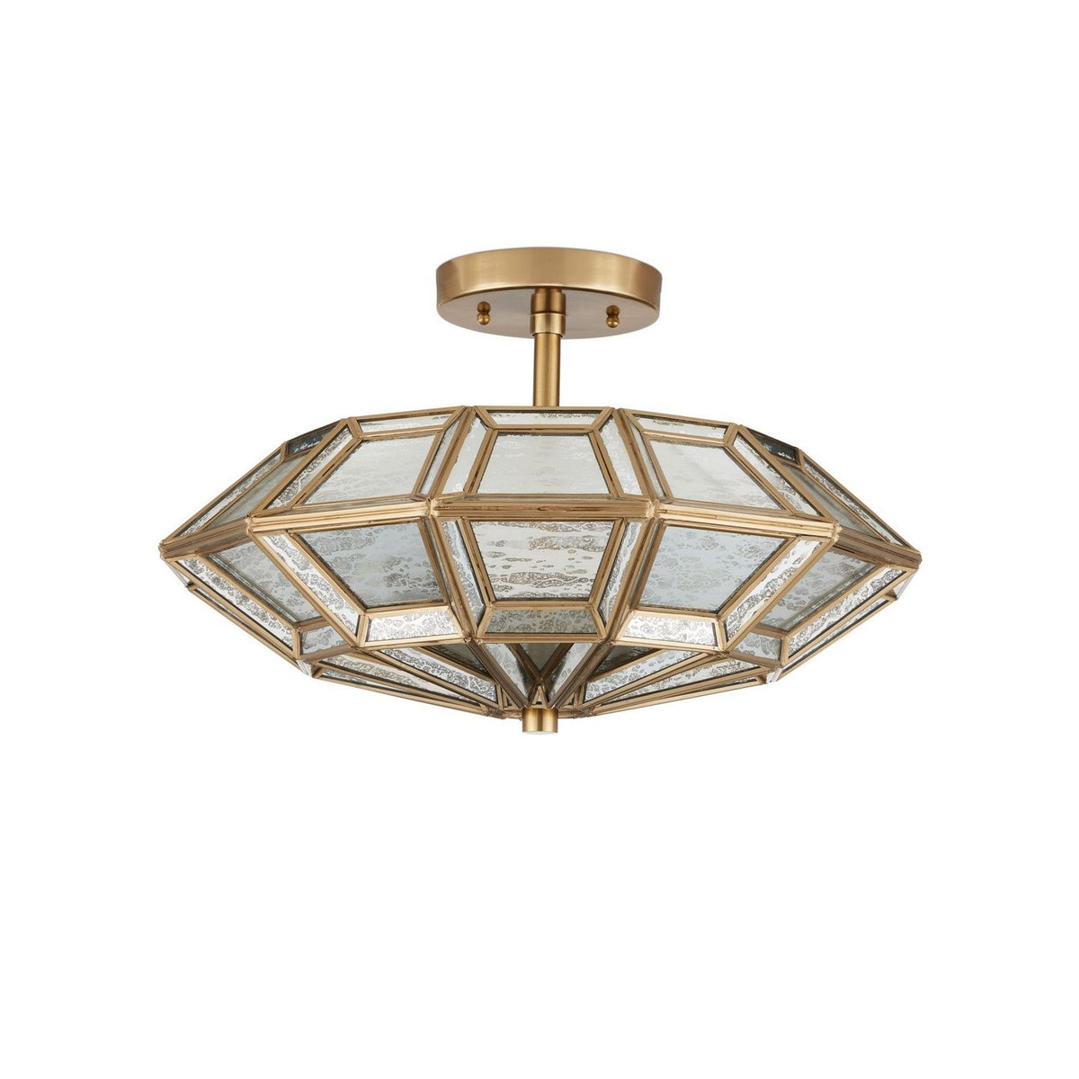 Currey and Company 9000-1362 Valentina Semi-Flush Mount in Antique Brass/Antique Silver