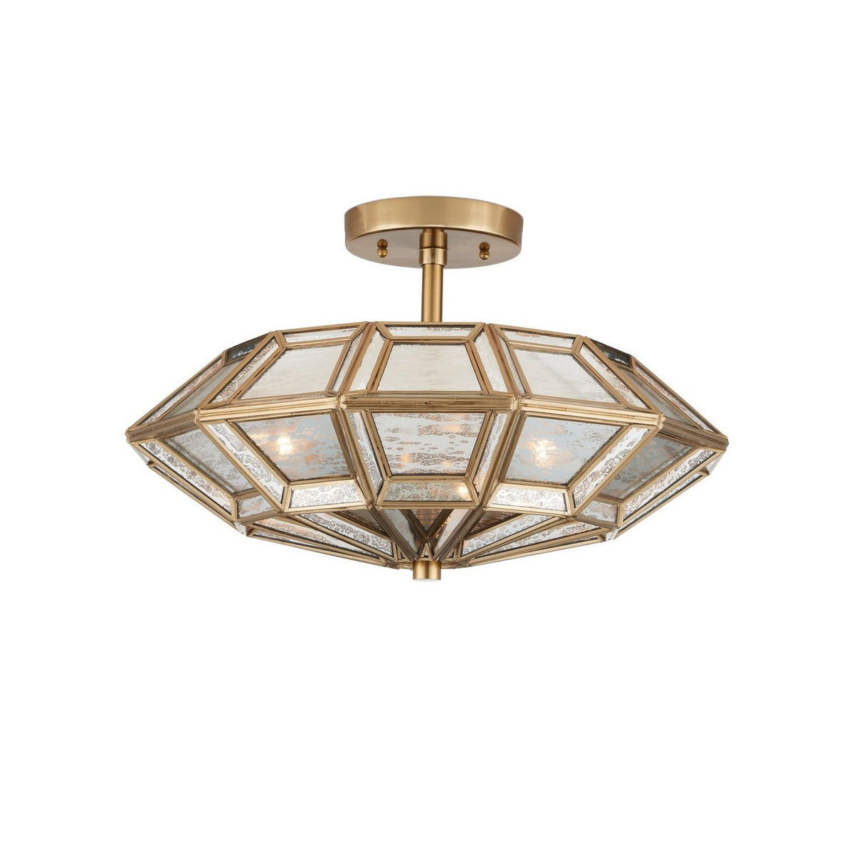 Currey and Company 9000-1362 Valentina Semi-Flush Mount in Antique Brass/Antique Silver