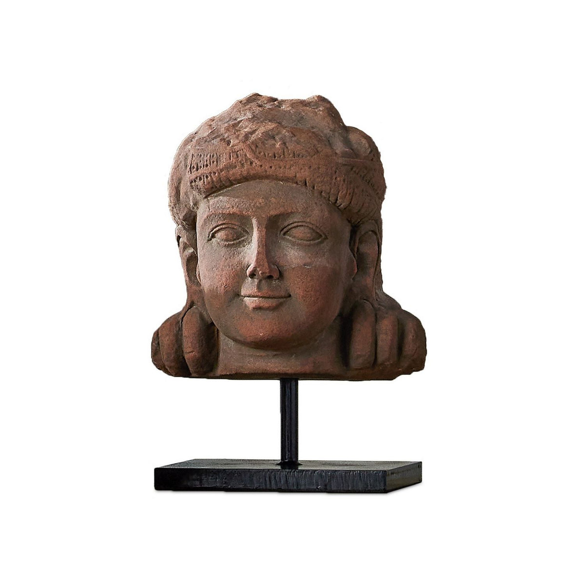 Currey and Company 1200-1080 Mathura Head on Stand in Brick Red/Black