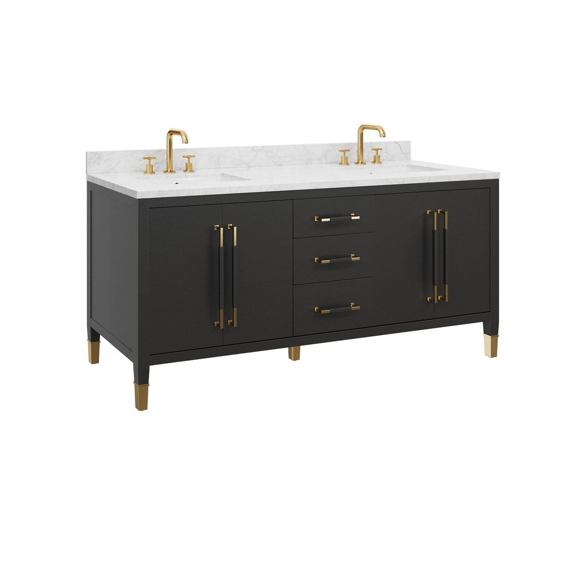 Currey and Company 3800-0021 Verona 72" Vanity with Rectangular Undermount Sink in Black/Natural/White/Champagne
