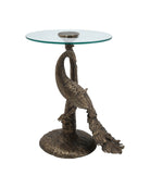 Currey and Company 4000-0255 Paonne Accent Table in Antique Gold/Clear