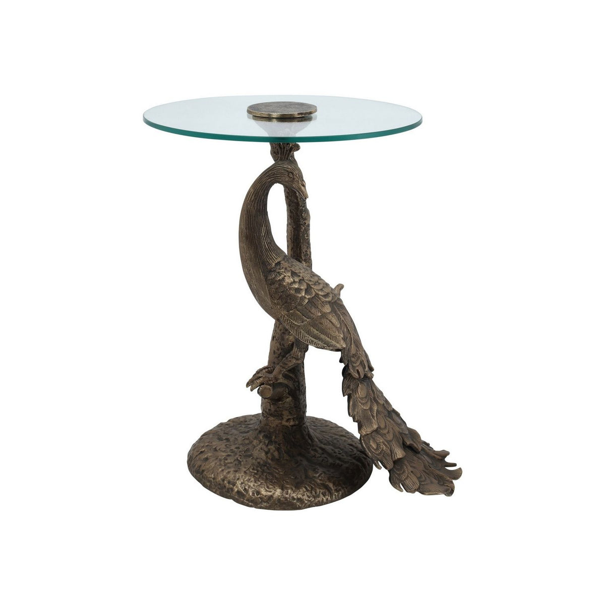 Currey and Company 4000-0255 Paonne Accent Table in Antique Gold/Clear