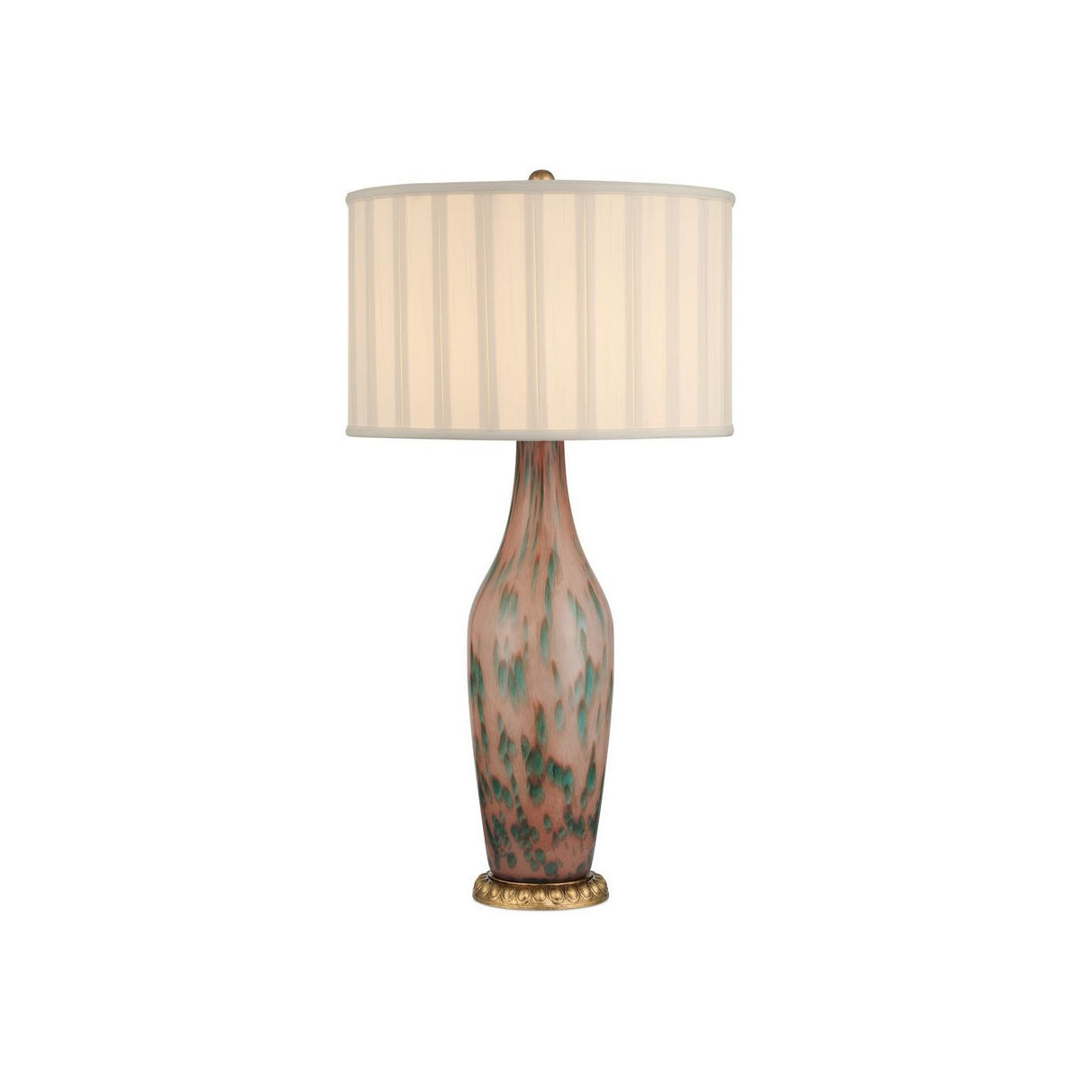 Currey and Company 6000-1068 Brielle Table Lamp in Pale Pink/Green/Brown/Gold Leaf