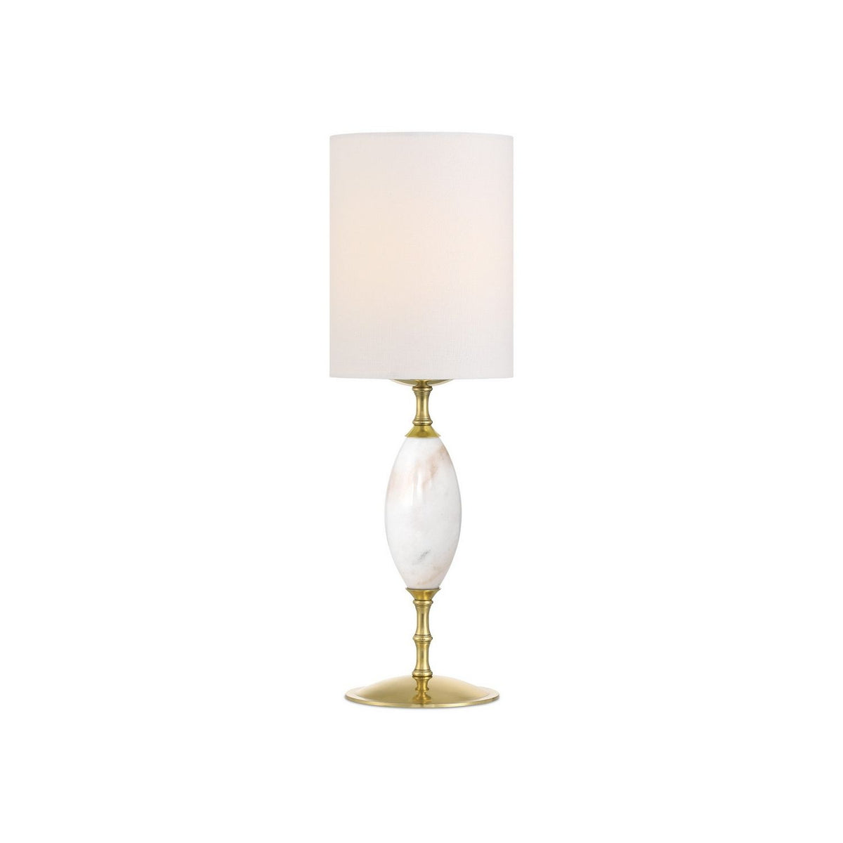 Currey and Company 6700-0021 Marche Cordless Table Lamp in White/Brass
