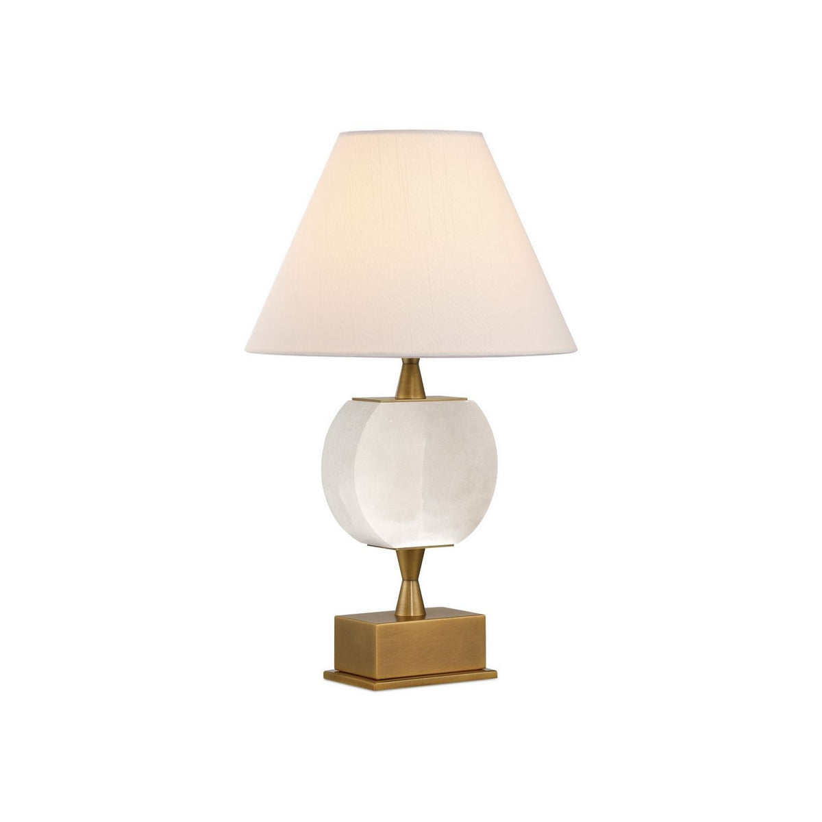 Currey and Company 6700-0022 Meandro Cordless Table Lamp in White/Antique Brass