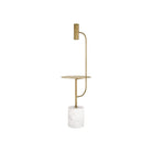 Currey and Company 8000-0173 Eastlin Floor Lamp with Table in Antique Brass/White