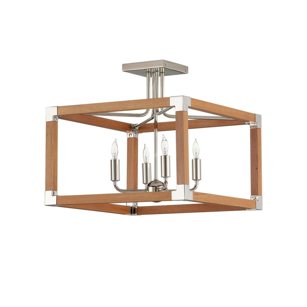 Currey and Company 9000-1284 Boyd Semi-Flush Mount in Natural/Polished Nickel