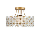 Currey and Company 9000-1345 Spring Flower Semi-Flush Mount in Frosted/Glossy White/Brass