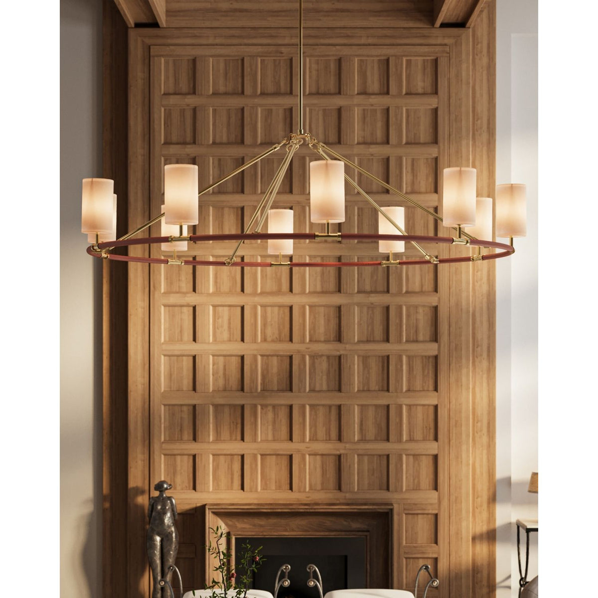 Currey and Company 9000-1350 Ellerston Chandelier in Saddle Brown/Brushed Brass