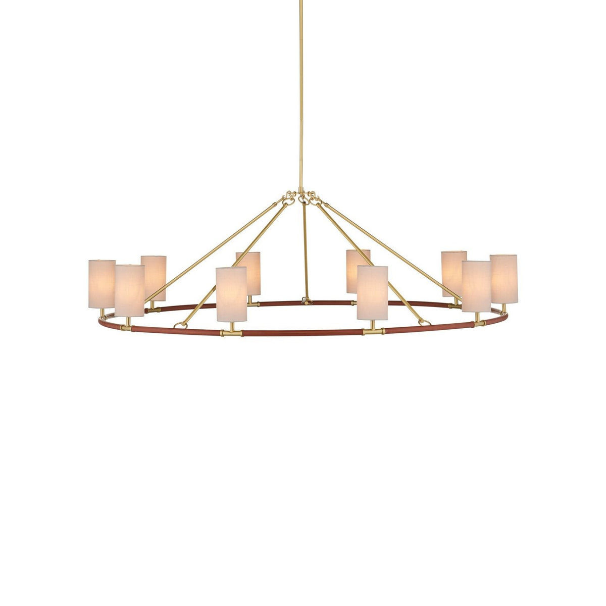 Currey and Company 9000-1350 Ellerston Chandelier in Saddle Brown/Brushed Brass